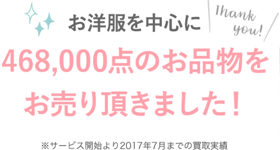お洋服を中心に468,000点のお品物をお売り頂きました!
