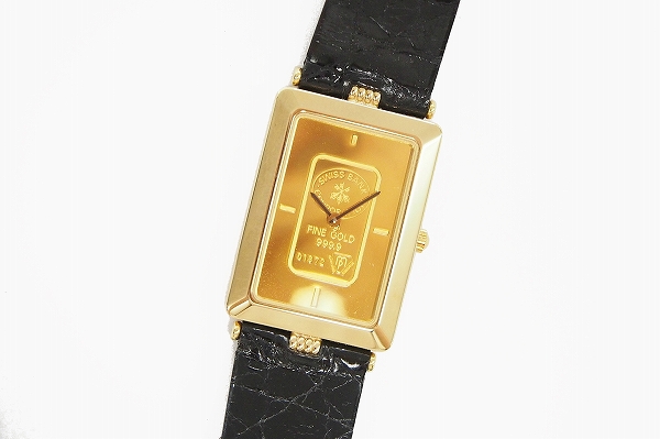 ZITURAスイスバンク インゴットクロコダイルレザー腕時計