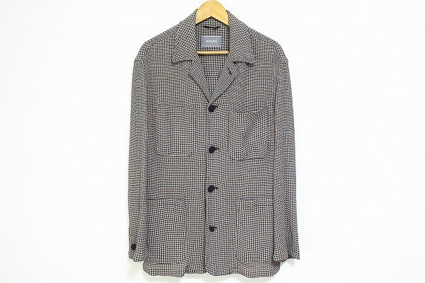 MEN'sアニオナのチェックジャケット（黒×ベージュ、４つボタン）