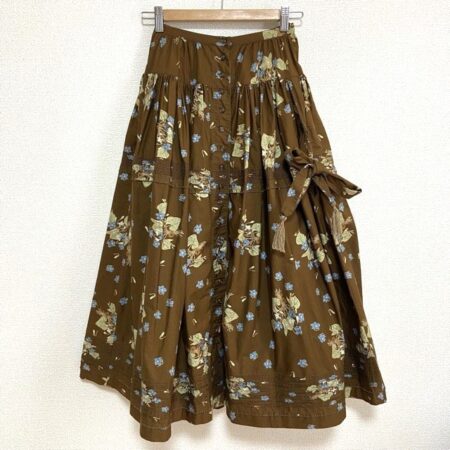 ワンダフルワールド スカート 花柄 茶 ワンダフルワールド スカート 花柄 茶