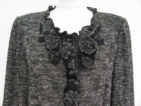 アトリエマリコの黒のカーディガン（レース・ラメ）