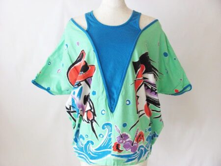 カンサイヤマモトのドルマンTシャツ（青×黄緑）