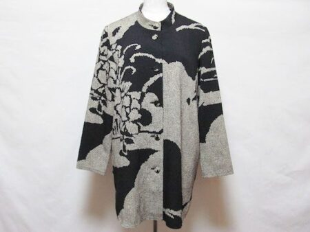 詩仙堂のちりめんジャケット（和柄・黒×グレー）