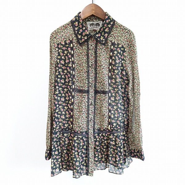 [お買取]アルバロッサ｜爽やかな女性らしさを感じる黒の花柄ブラウス