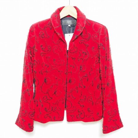 イネスのベロアジャケット（赤・総柄）