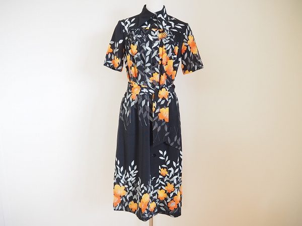 [お買取]ハナエモリ｜オレンジの花がアクセントの気品漂うワンピース